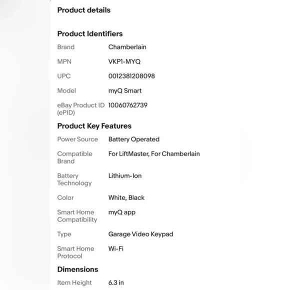 Chamberlain myQ Smart Garage Video Keypad - White - Picture 13 of 16